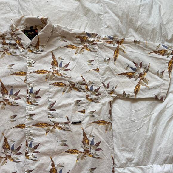 bay creek Vintage ivory hawaiian button up shirt tropical print cotton sz XL - Picture 8 of 8